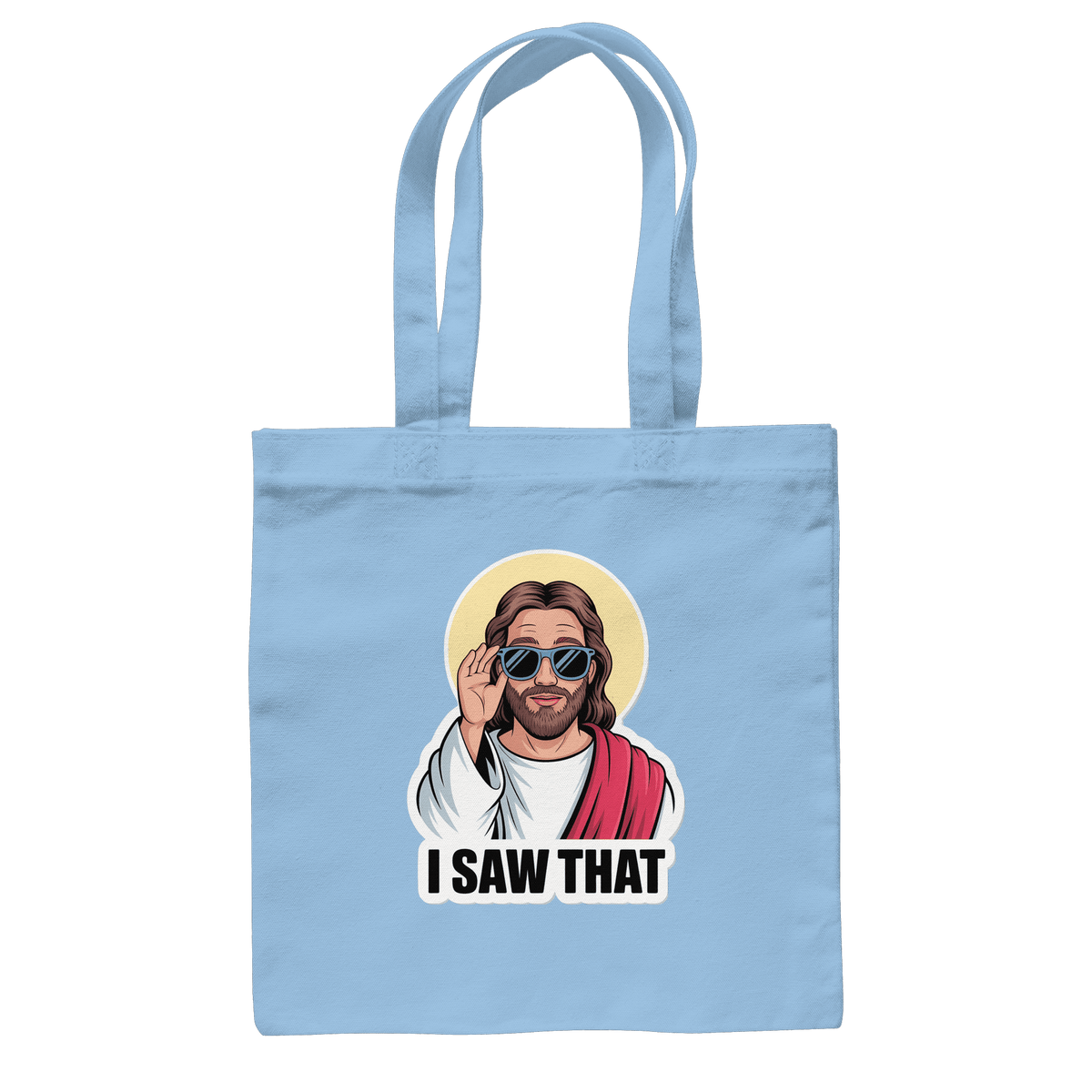 I Saw That – Jesus mit Sonnenbrille | Christliche Produkte - Baumwolltasche - Taschen - Sky Blue - GfoitMa