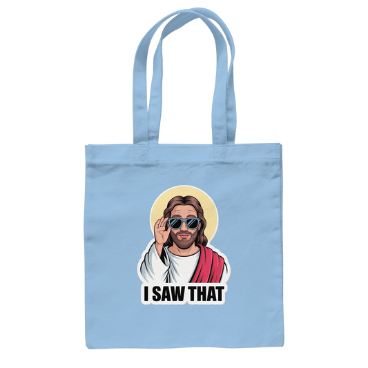 I Saw That – Jesus mit Sonnenbrille | Christliche Produkte - Baumwolltasche - Taschen - Sky Blue - GfoitMa