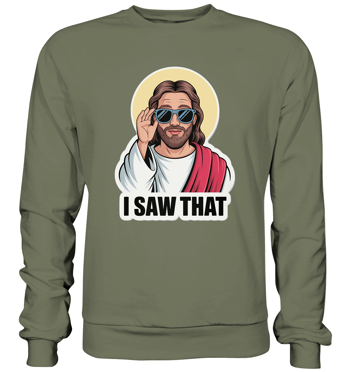 I Saw That – Jesus mit Sonnenbrille | Christliche Produkte - Premium Sweatshirt - Sweatshirts - Heather Grey (meliert) - GfoitMa