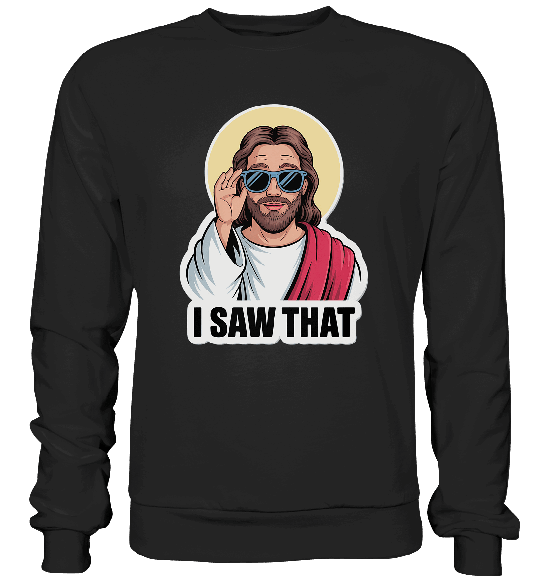I Saw That – Jesus mit Sonnenbrille | Christliche Produkte - Premium Sweatshirt - Sweatshirts - Heather Grey (meliert) - GfoitMa