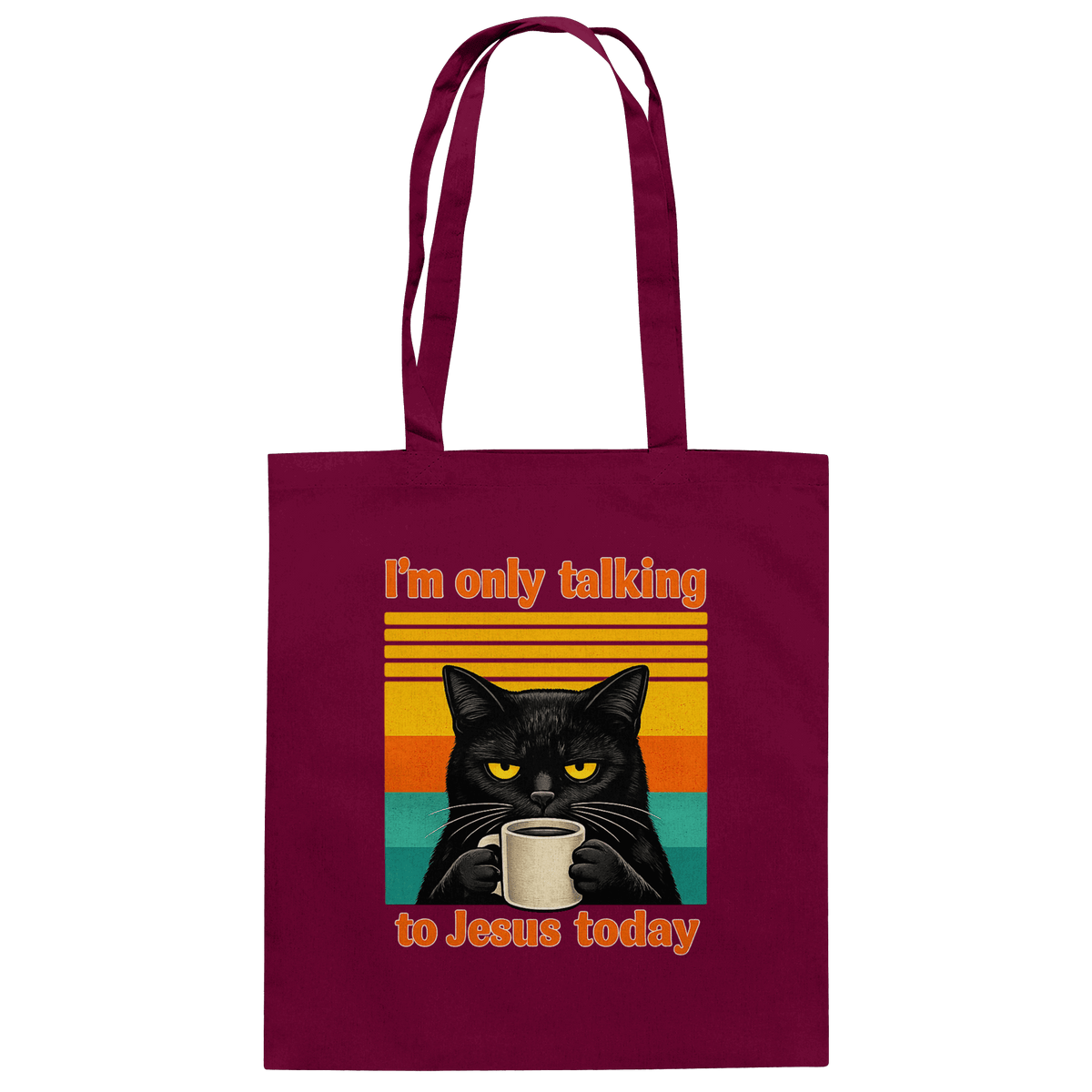 I’m Only Talking to Jesus Today – Grumpy Cat Coffee | Christliches Fun Design - Baumwolltasche - Taschen - Burgundy - GfoitMa