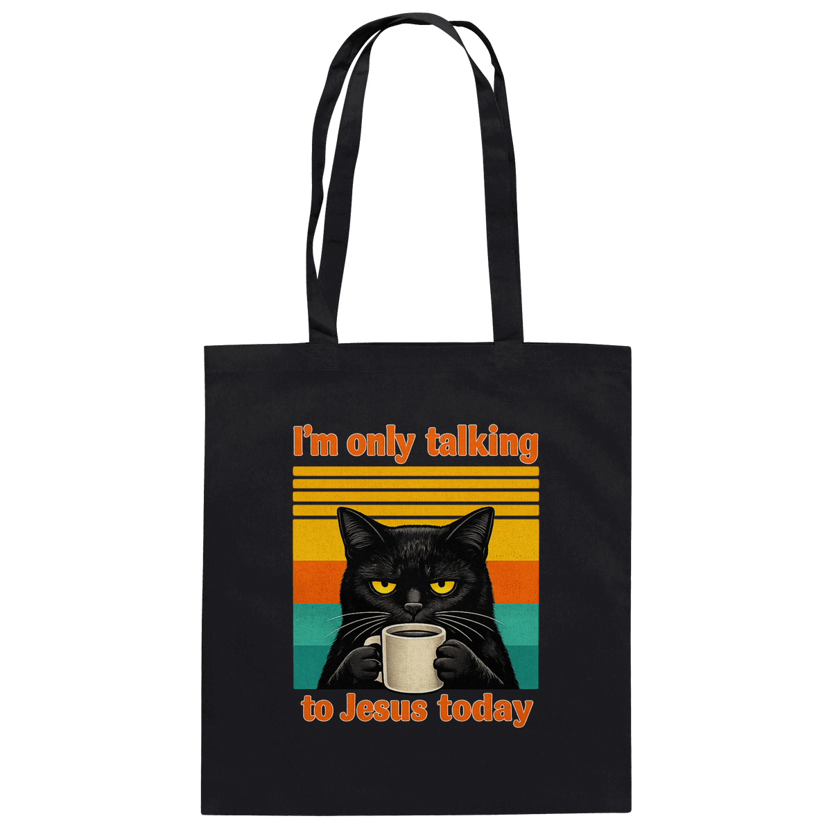 I’m Only Talking to Jesus Today – Grumpy Cat Coffee | Christliches Fun Design - Baumwolltasche - Taschen - Black - GfoitMa