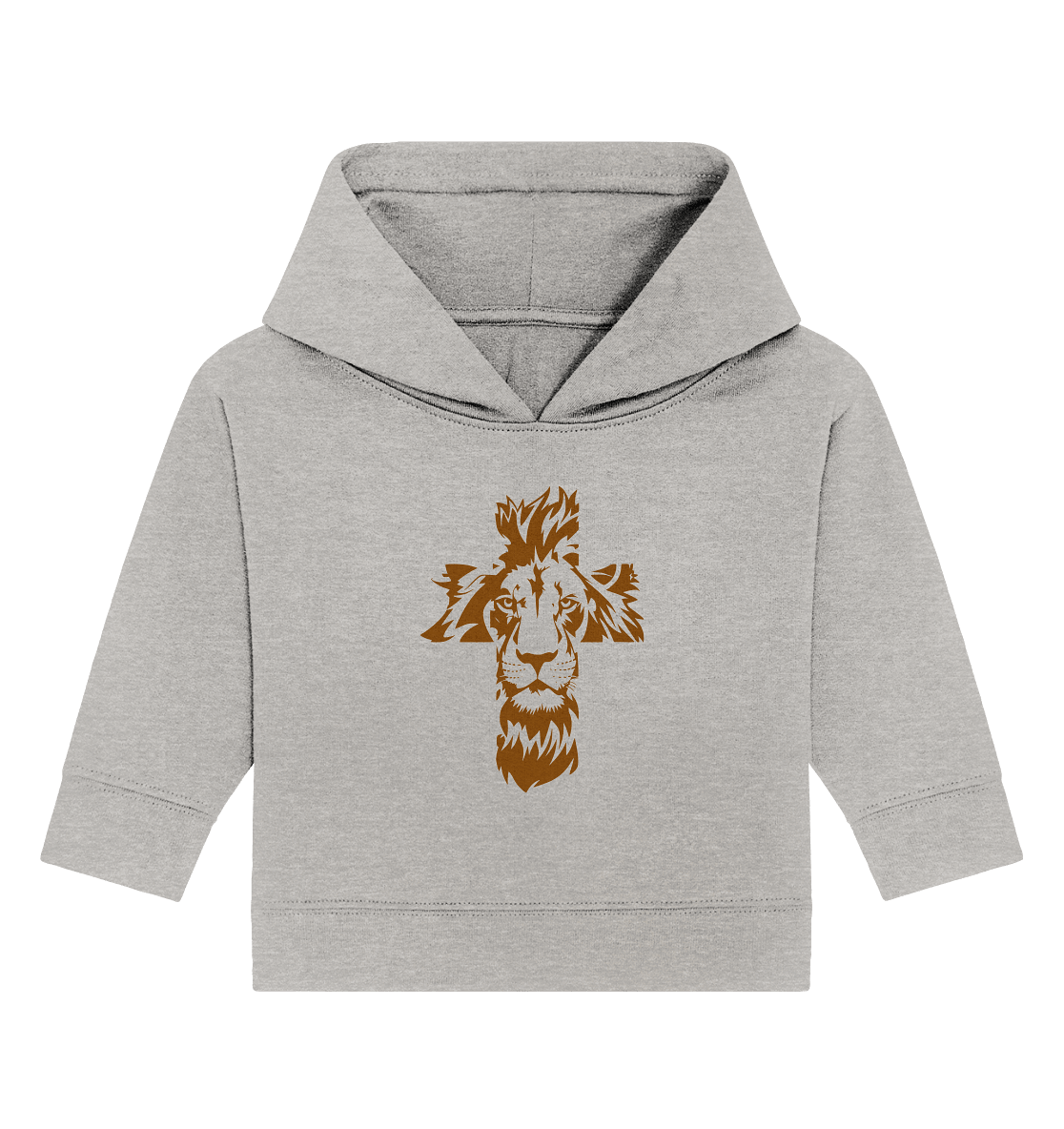 Im Zeichen des Löwen – Fest verwurzelt im Glauben | Christliche Kleidung - Baby Organic Hoodie - Kids & Babys - Heather Grey - GfoitMa
