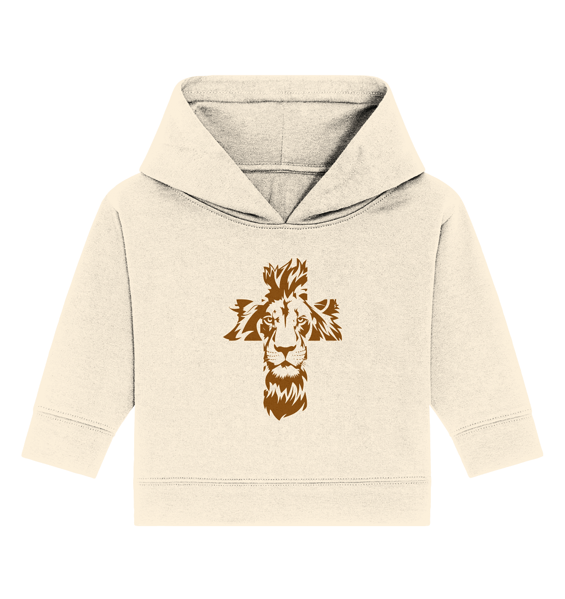 Im Zeichen des Löwen – Fest verwurzelt im Glauben | Christliche Kleidung - Baby Organic Hoodie - Kids & Babys - Natural Raw - GfoitMa