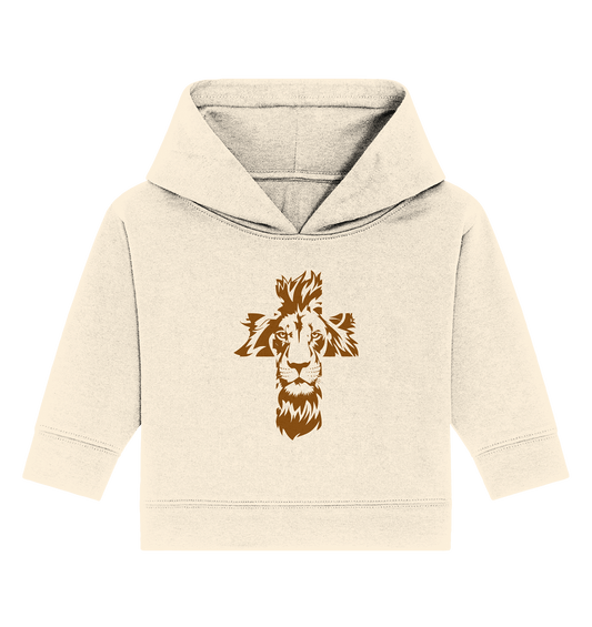 Im Zeichen des Löwen – Fest verwurzelt im Glauben | Christliche Kleidung - Baby Organic Hoodie - Kids & Babys - Natural Raw - GfoitMa