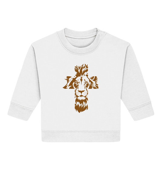 Im Zeichen des Löwen – Fest verwurzelt im Glauben | Christliche Kleidung - Baby Organic Sweatshirt - Kids & Babys - White - GfoitMa