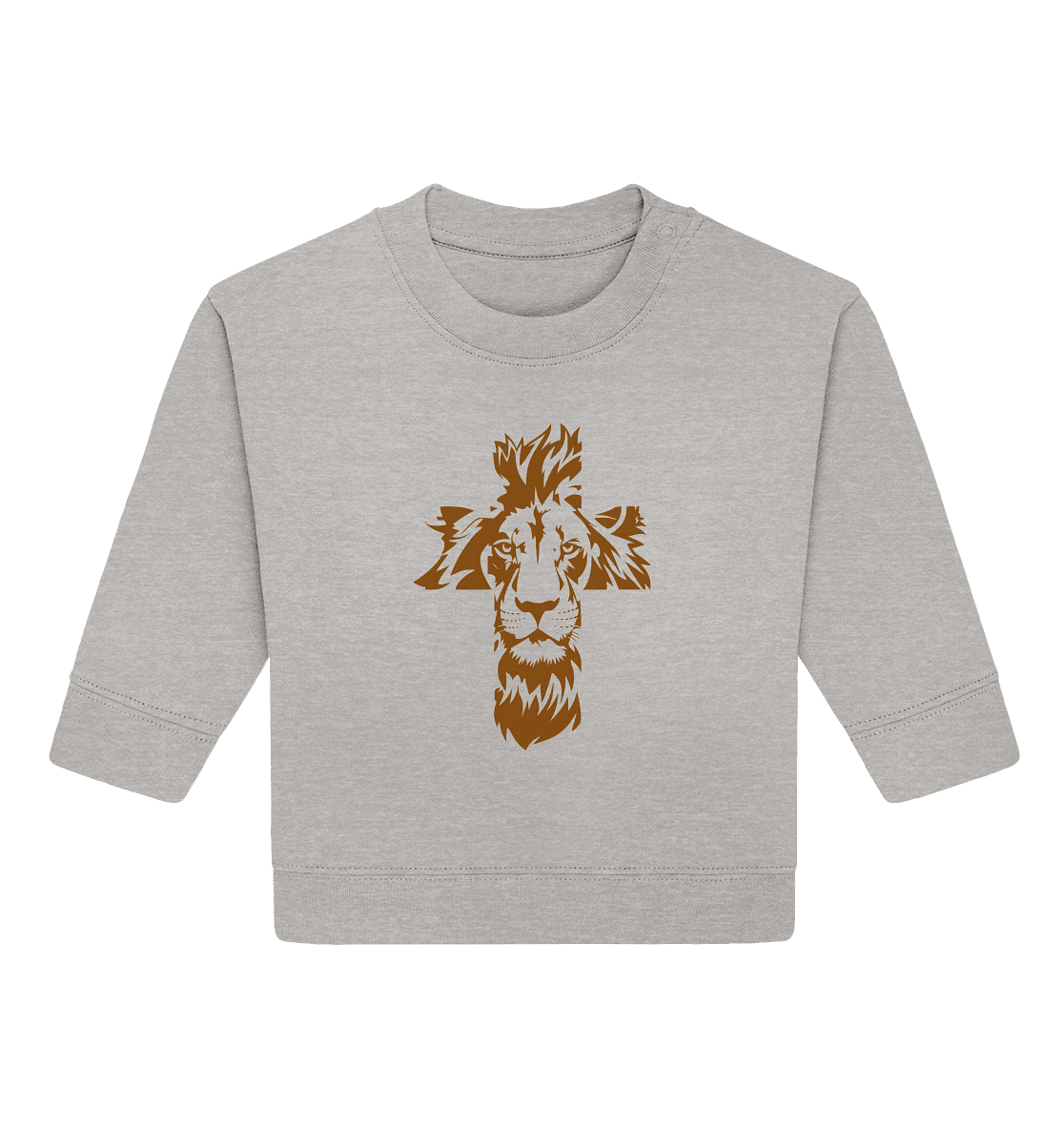 Im Zeichen des Löwen – Fest verwurzelt im Glauben | Christliche Kleidung - Baby Organic Sweatshirt - Kids & Babys - Heather Grey - GfoitMa