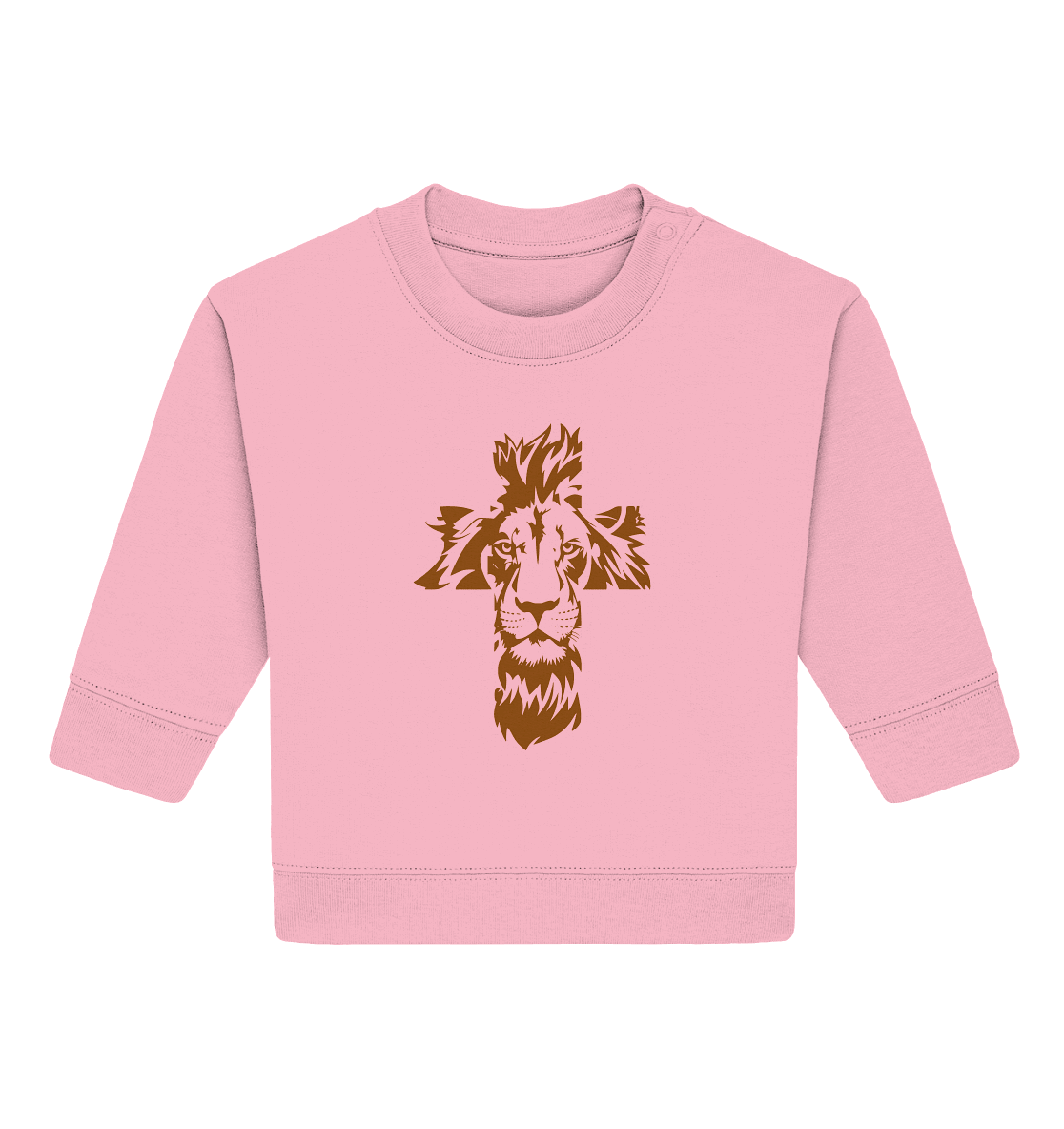 Im Zeichen des Löwen – Fest verwurzelt im Glauben | Christliche Kleidung - Baby Organic Sweatshirt - Kids & Babys - Cotton Pink - GfoitMa