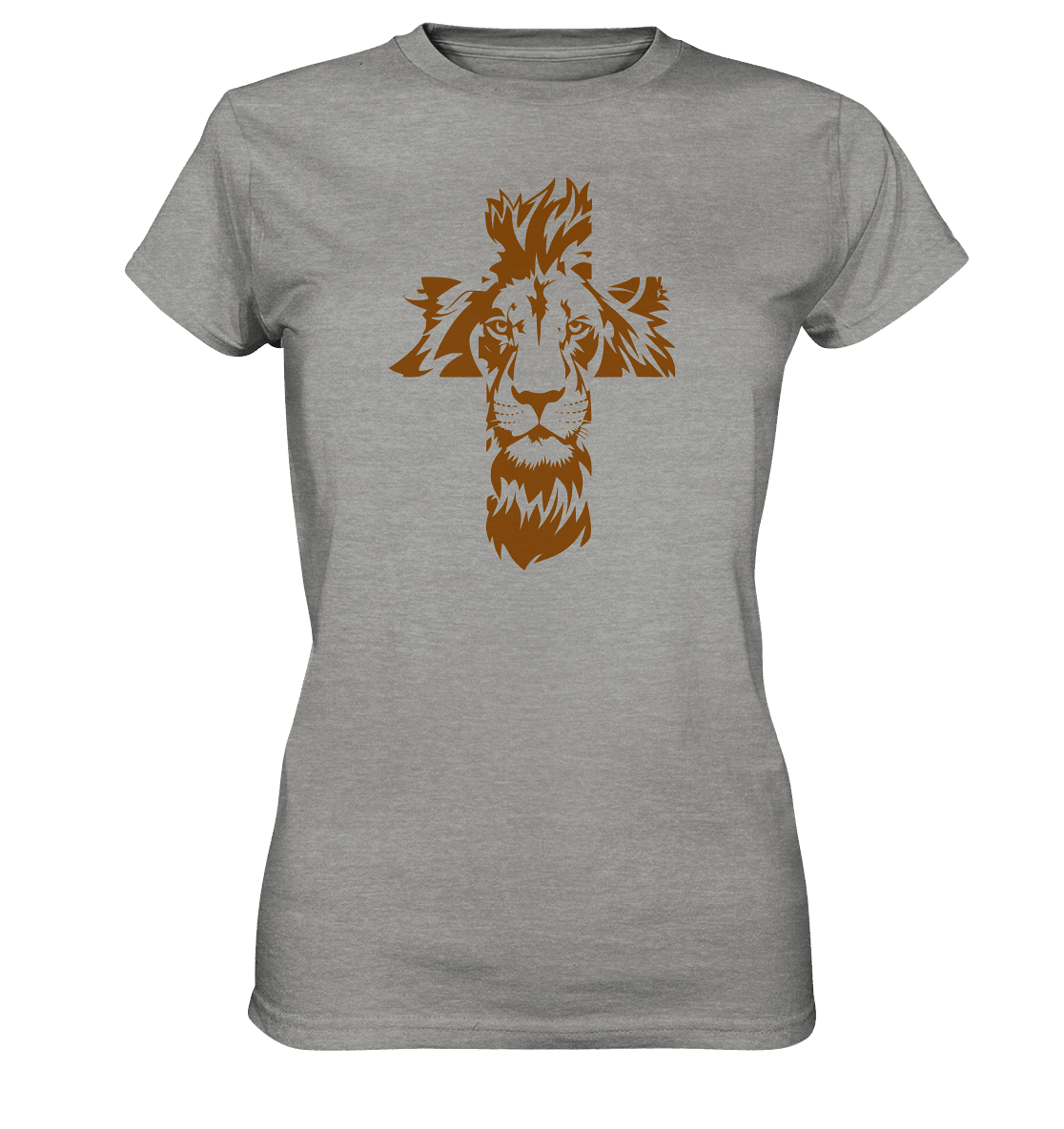 Im Zeichen des Löwen – Fest verwurzelt im Glauben | Christliche Kleidung - Ladies Premium Shirt - Lady-Shirts - Sports Grey (meliert) - GfoitMa