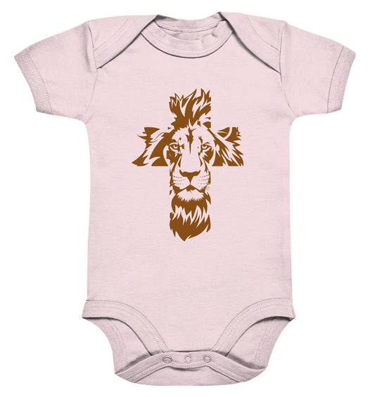 Im Zeichen des Löwen – Fest verwurzelt im Glauben | Christliche Kleidung - Organic Baby Bodysuit - Kids & Babys - Powder Pink - GfoitMa
