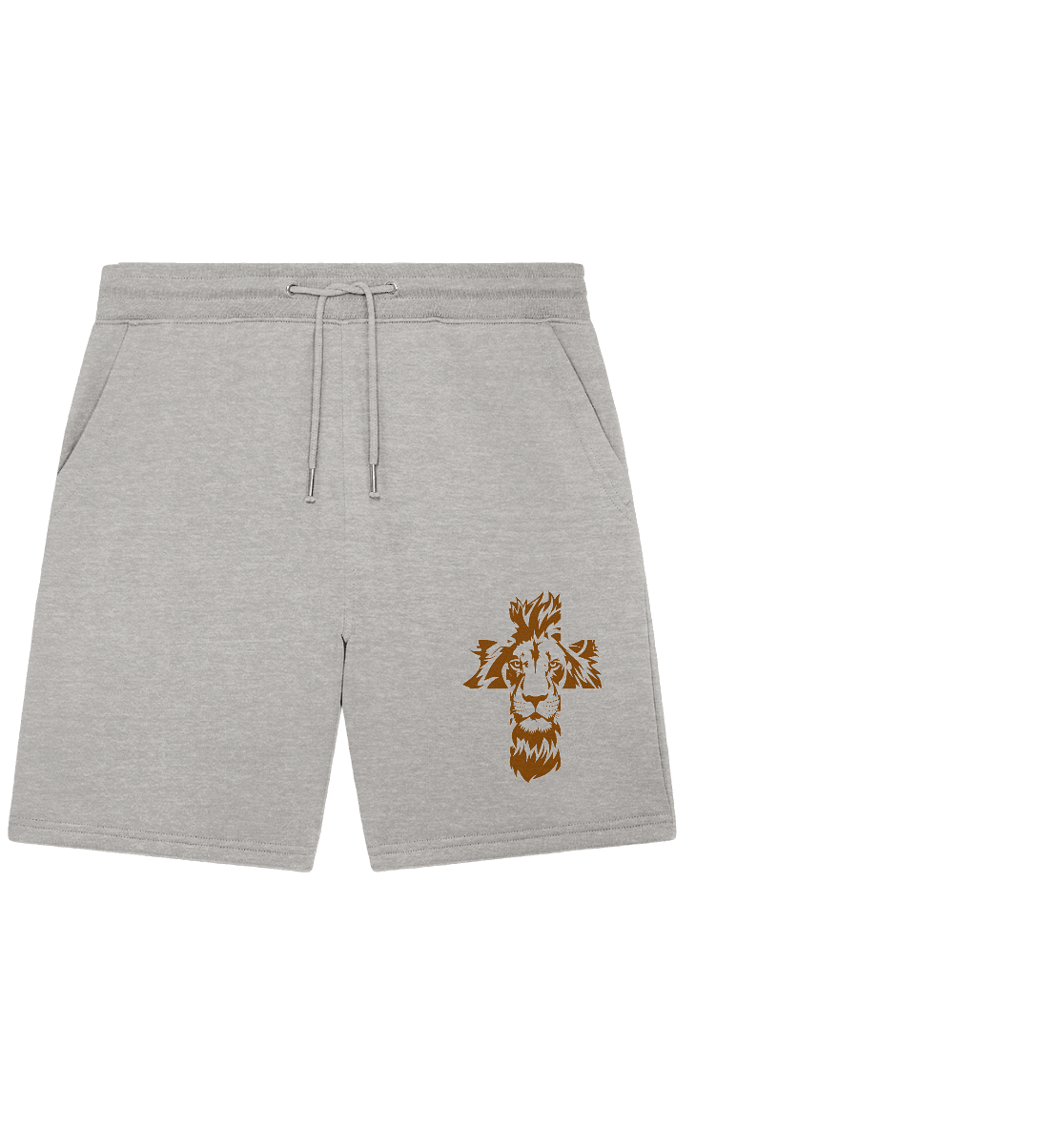 Im Zeichen des Löwen – Fest verwurzelt im Glauben | Christliche Kleidung - Organic Jogger Shorts - Hosen - Heather Grey - GfoitMa