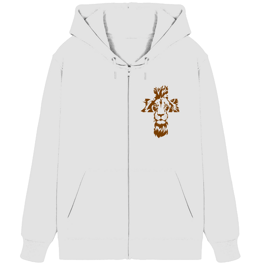 Im Zeichen des Löwen – Fest verwurzelt im Glauben | Christliche Kleidung - Organic Zipper - Jacken/ Zipper - White - GfoitMa