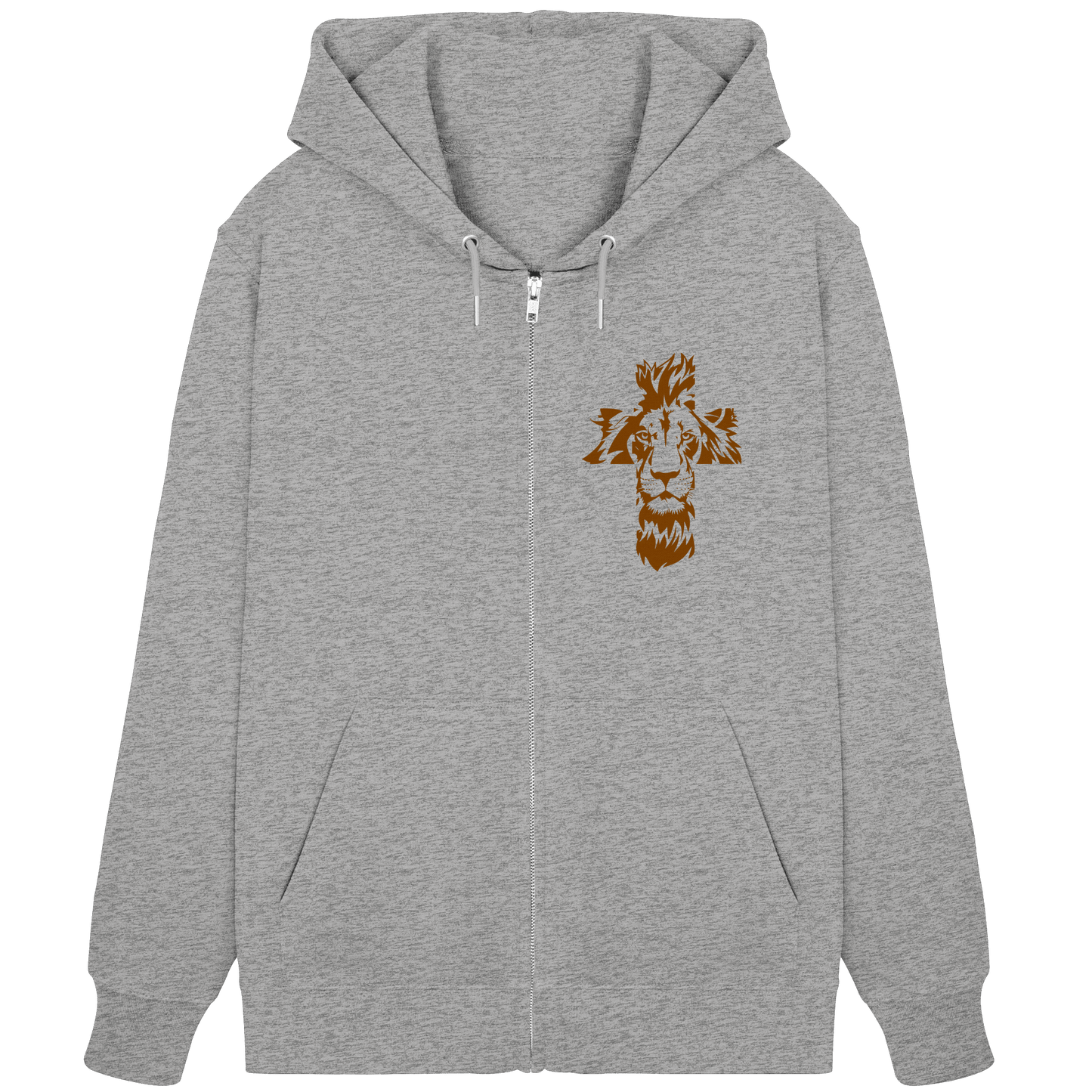 Im Zeichen des Löwen – Fest verwurzelt im Glauben | Christliche Kleidung - Organic Zipper - Jacken/ Zipper - Heather Grey - GfoitMa