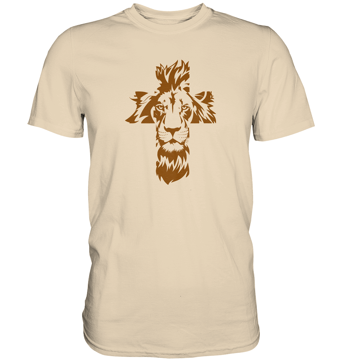 Im Zeichen des Löwen – Fest verwurzelt im Glauben | Christliche Kleidung - Premium Shirt - Unisex-Shirts - Sand - GfoitMa
