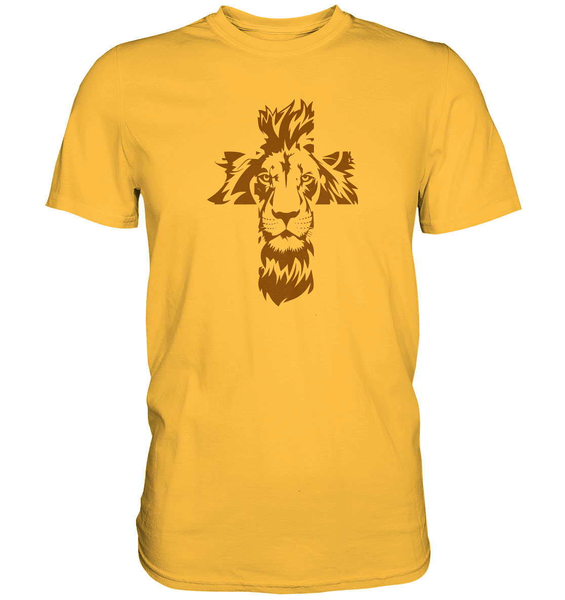 Im Zeichen des Löwen – Fest verwurzelt im Glauben | Christliche Kleidung - Premium Shirt - Unisex-Shirts - Gold - GfoitMa