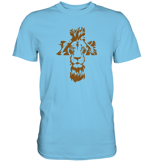 Im Zeichen des Löwen – Fest verwurzelt im Glauben | Christliche Kleidung - Premium Shirt - Unisex-Shirts - Sky Blue - GfoitMa