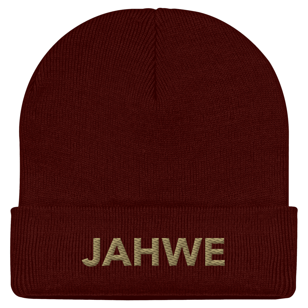 JAHWE – Der Name über allen Namen (Stick) | Christliche Kleidung - Classic Beanie - Kappen & Mützen - Chocolate - GfoitMa