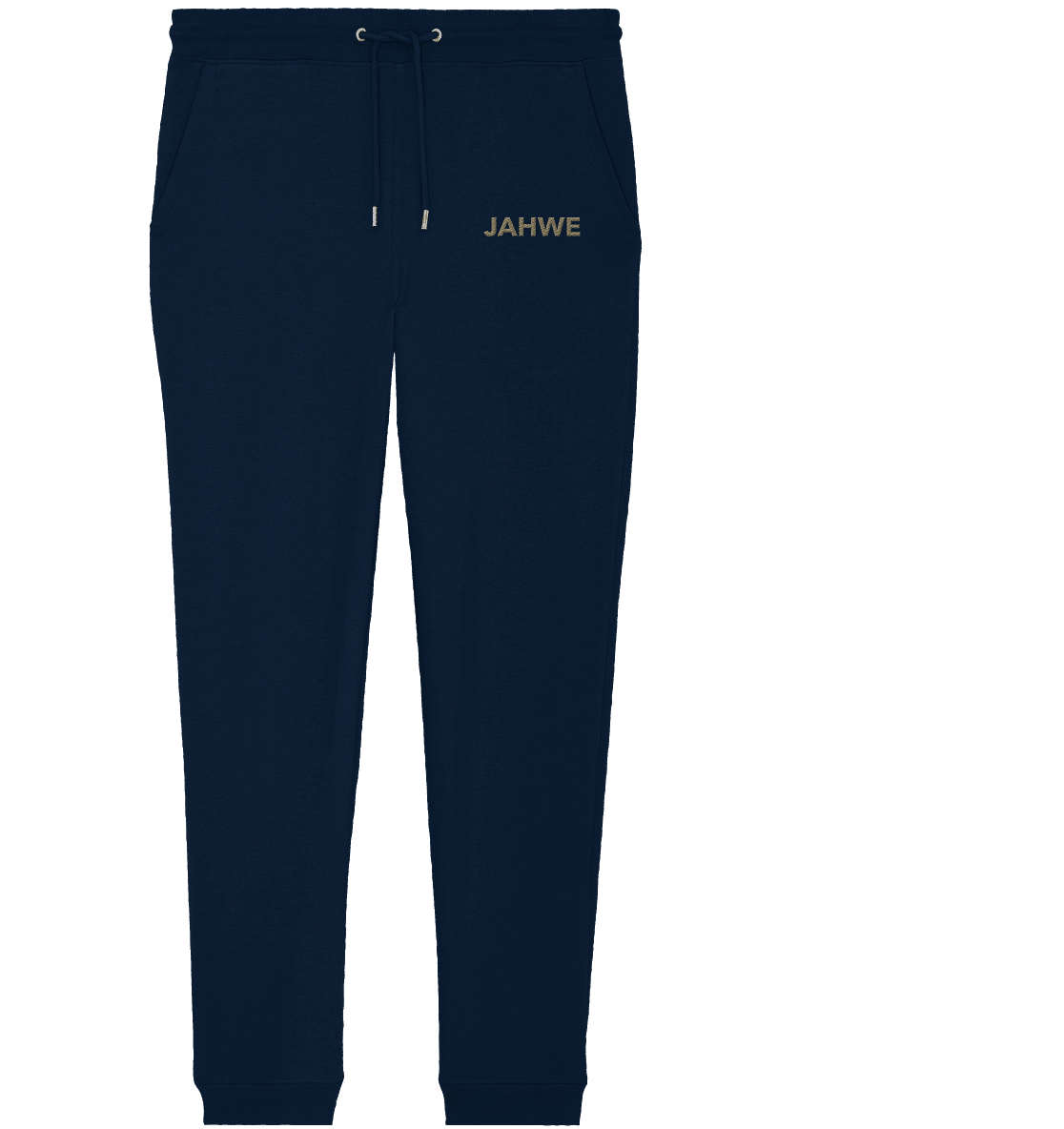 JAHWE – Der Name über allen Namen (Stick) | Christliche Kleidung - Organic Jogger Pants (Stick) - Hosen - French Navy - GfoitMa