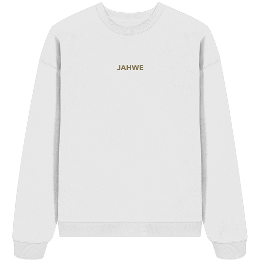 JAHWE – Der Name über allen Namen (Stick) | Christliche Kleidung - Organic Oversize Sweatshirt (Stick) - Sweatshirts - White - GfoitMa