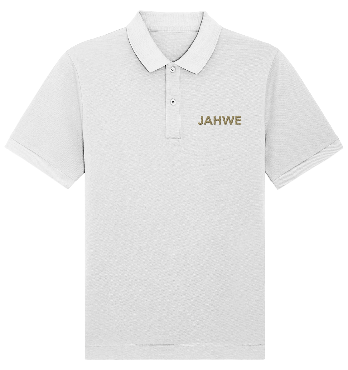 JAHWE – Der Name über allen Namen (Stick) | Christliche Kleidung - Organic Poloshirt (Stick) - Unisex-Shirts - White - GfoitMa