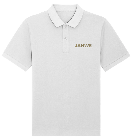 JAHWE – Der Name über allen Namen (Stick) | Christliche Kleidung - Organic Poloshirt (Stick) - Unisex-Shirts - White - GfoitMa