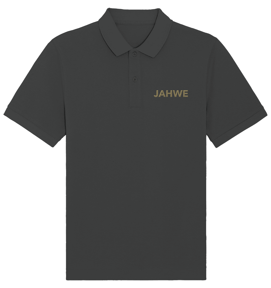 JAHWE – Der Name über allen Namen (Stick) | Christliche Kleidung - Organic Poloshirt (Stick) - Unisex-Shirts - Anthracite - GfoitMa