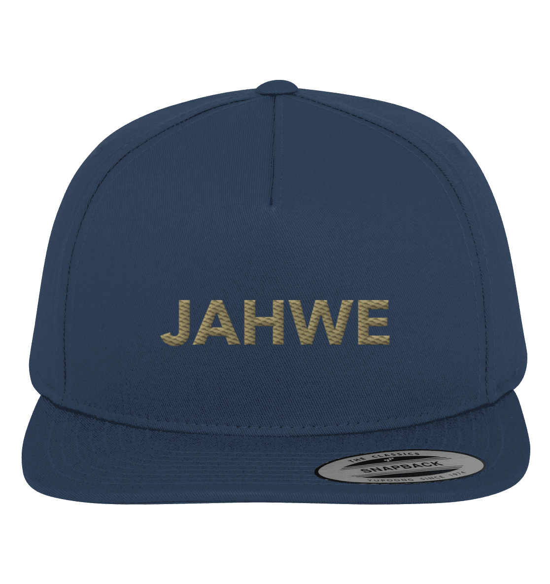 JAHWE – Der Name über allen Namen (Stick) | Christliche Kleidung - Premium Snapback - Kappen & Mützen - Navy / Green - GfoitMa