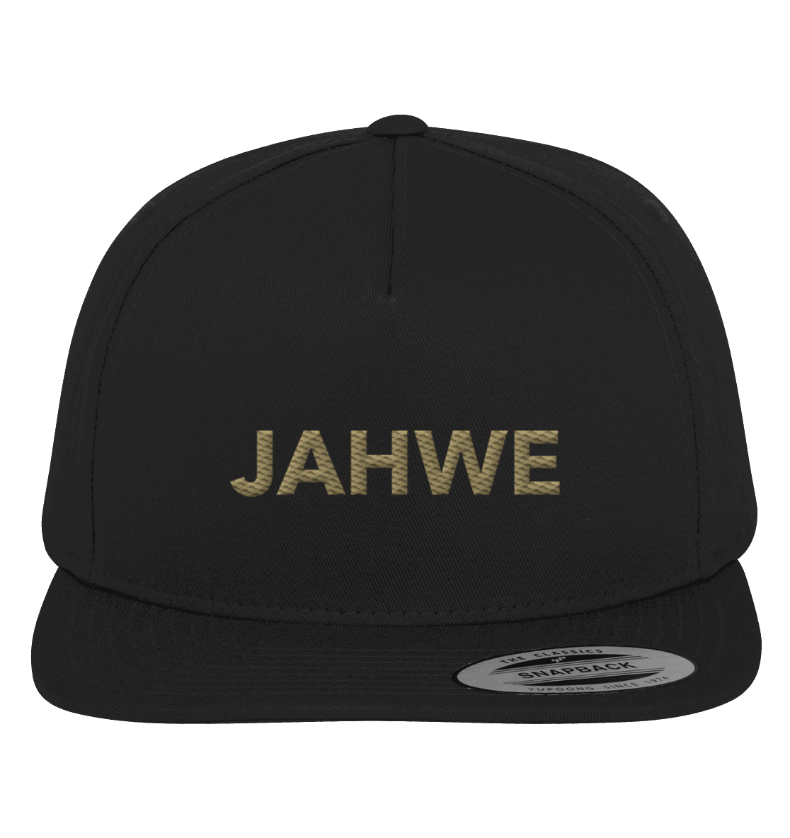 JAHWE – Der Name über allen Namen (Stick) | Christliche Kleidung - Premium Snapback - Kappen & Mützen - Black / Black - GfoitMa