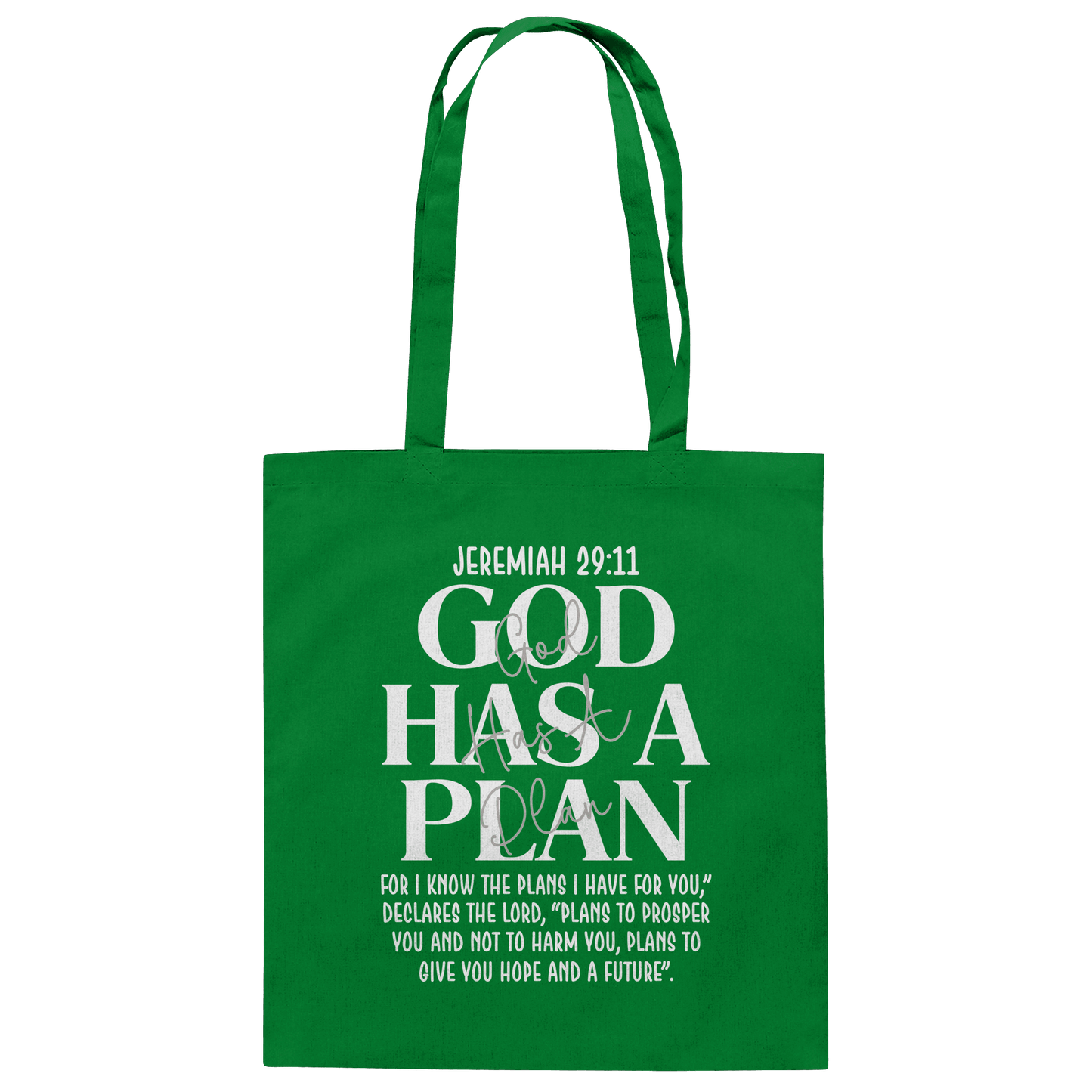 Jeremiah 29:11 – God Has a Plan | Christliches Design - Baumwolltasche - Taschen - Kelly Green - GfoitMa