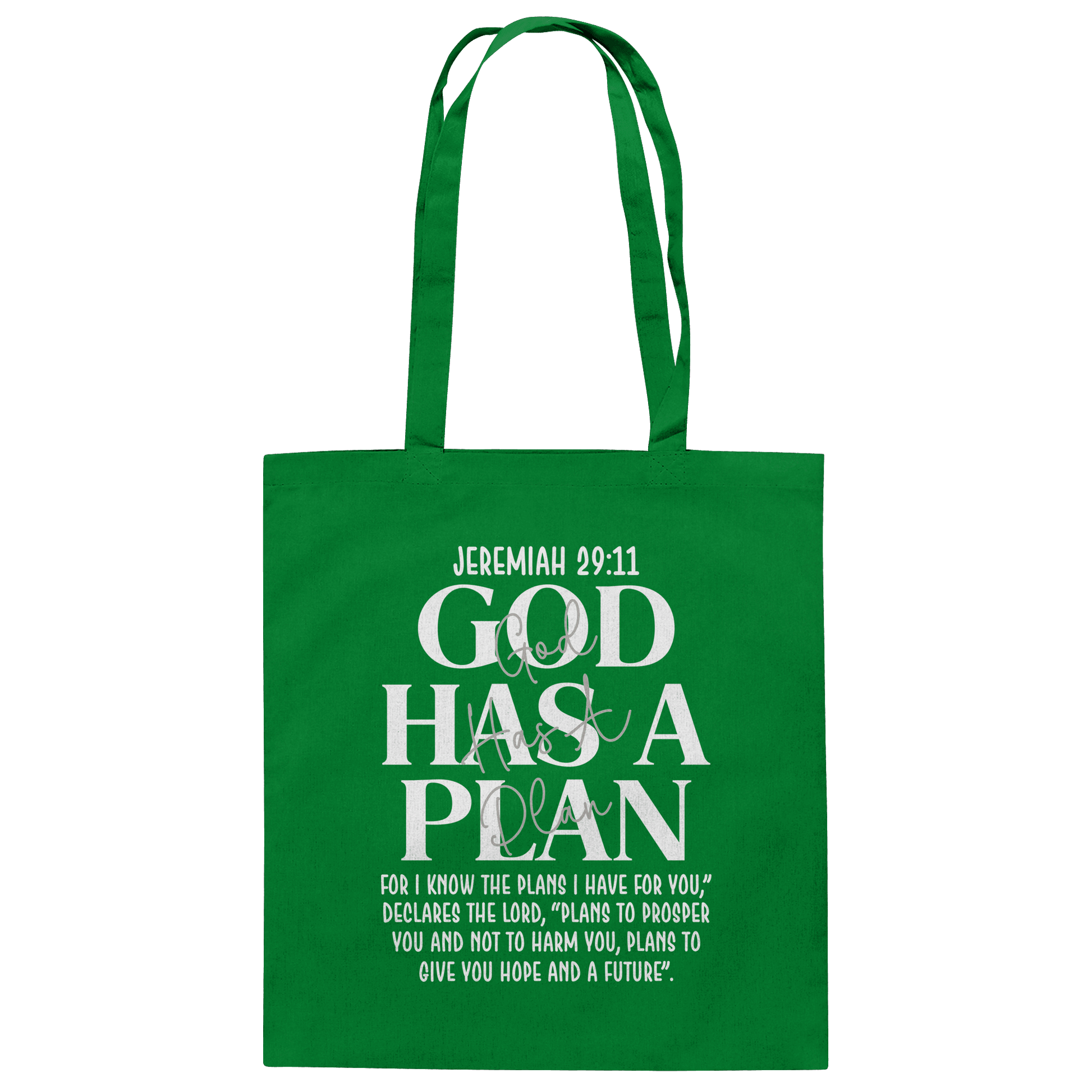 Jeremiah 29:11 – God Has a Plan | Christliches Design - Baumwolltasche - Taschen - Kelly Green - GfoitMa