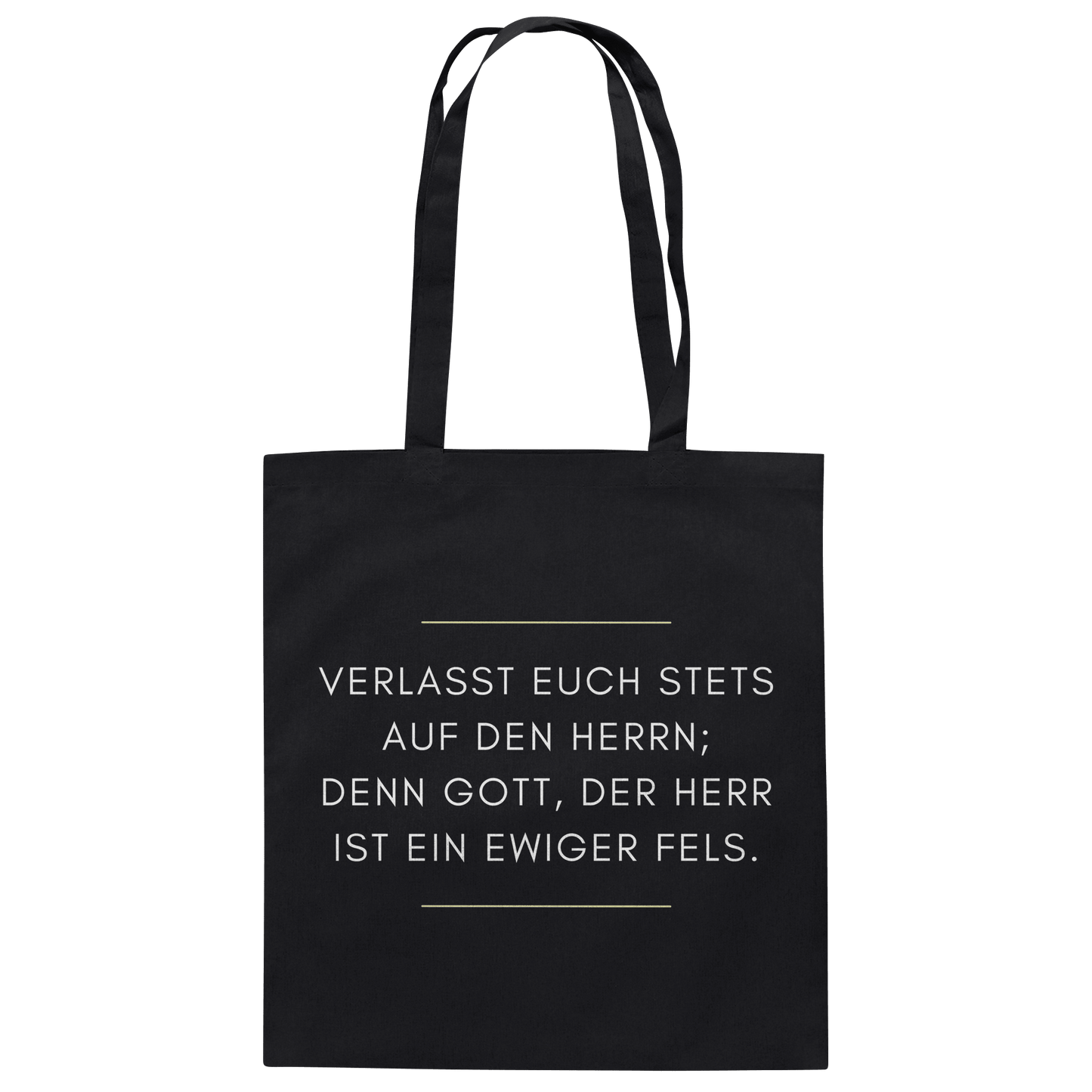 Jesaja 26,4 – Der Herr ist ein ewiger Fels | Christliches Bibelvers Design - Baumwolltasche - Taschen - Black - GfoitMa