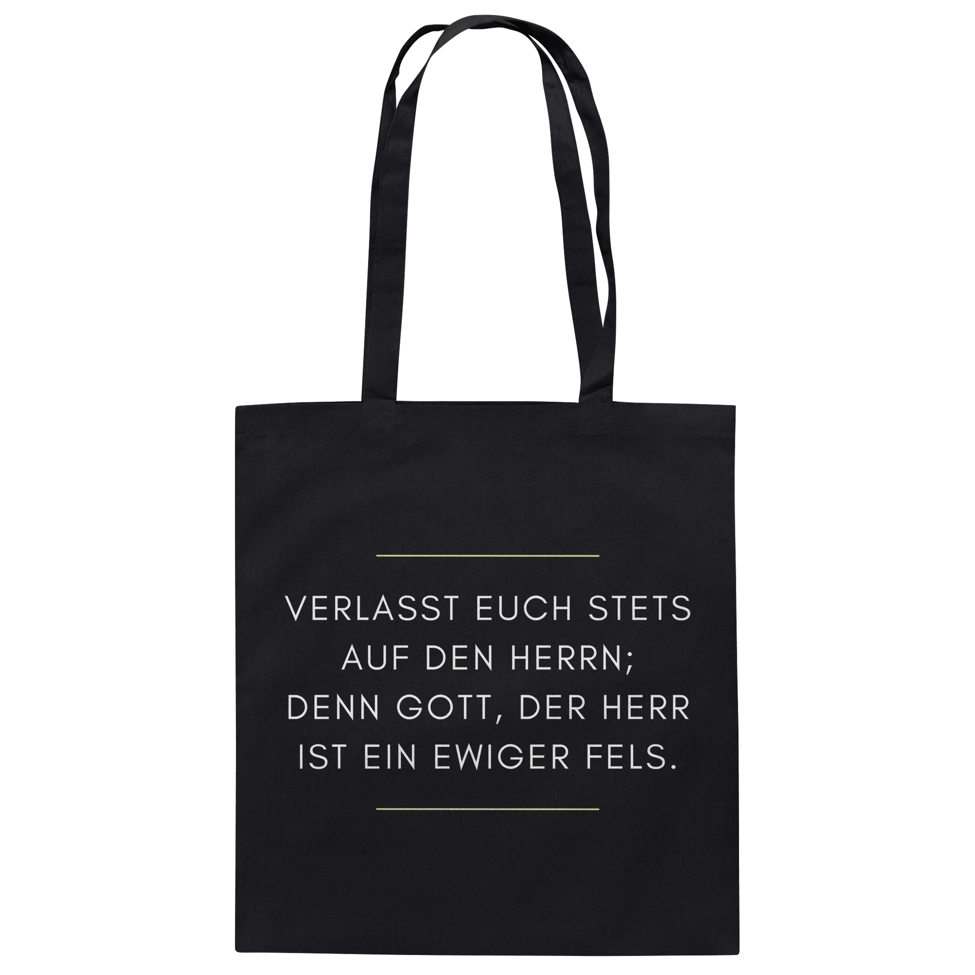 Jesaja 26,4 – Der Herr ist ein ewiger Fels | Christliches Bibelvers Design - Baumwolltasche - Taschen - Black - GfoitMa