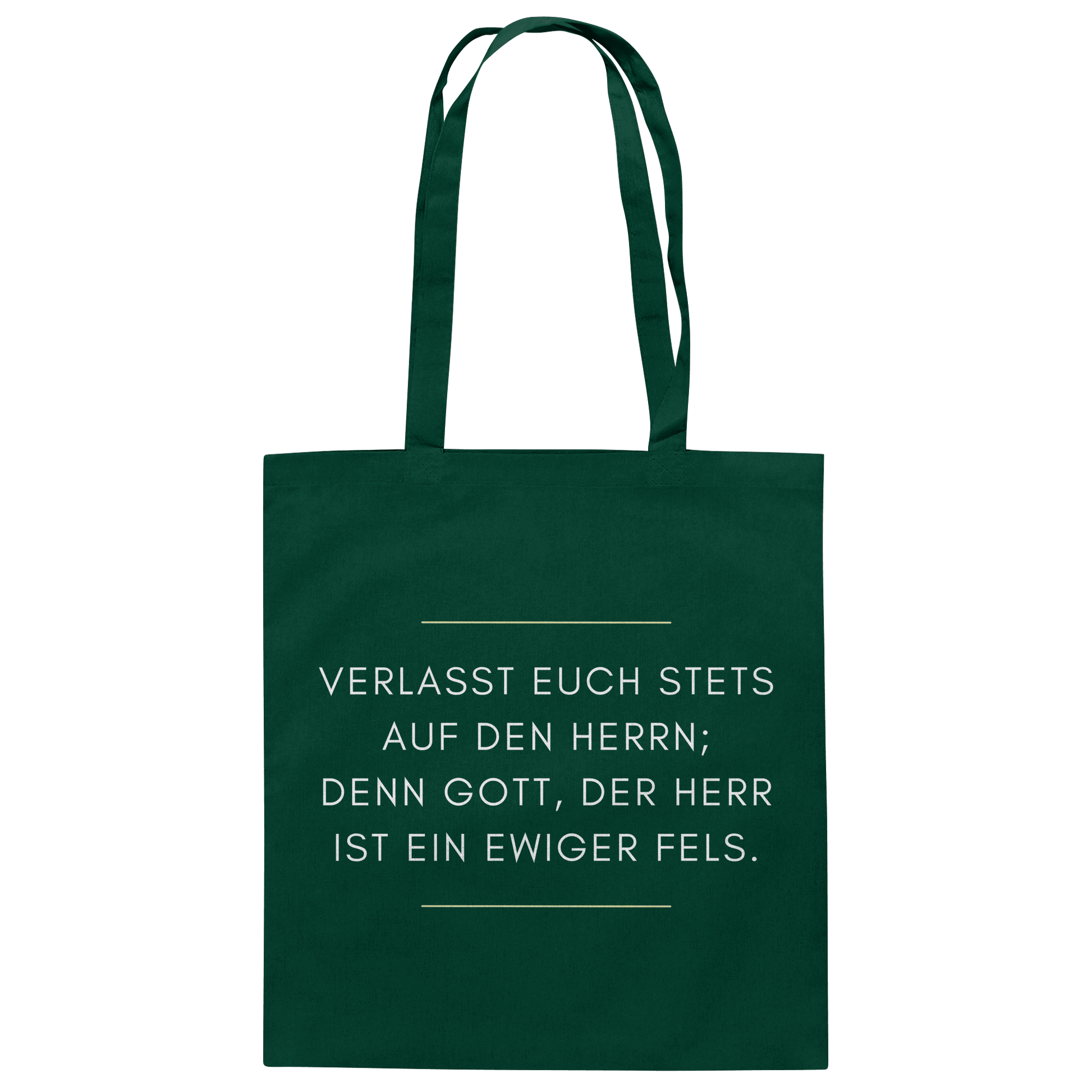 Jesaja 26,4 – Der Herr ist ein ewiger Fels | Christliches Bibelvers Design - Baumwolltasche - Taschen - Bottle Green - GfoitMa