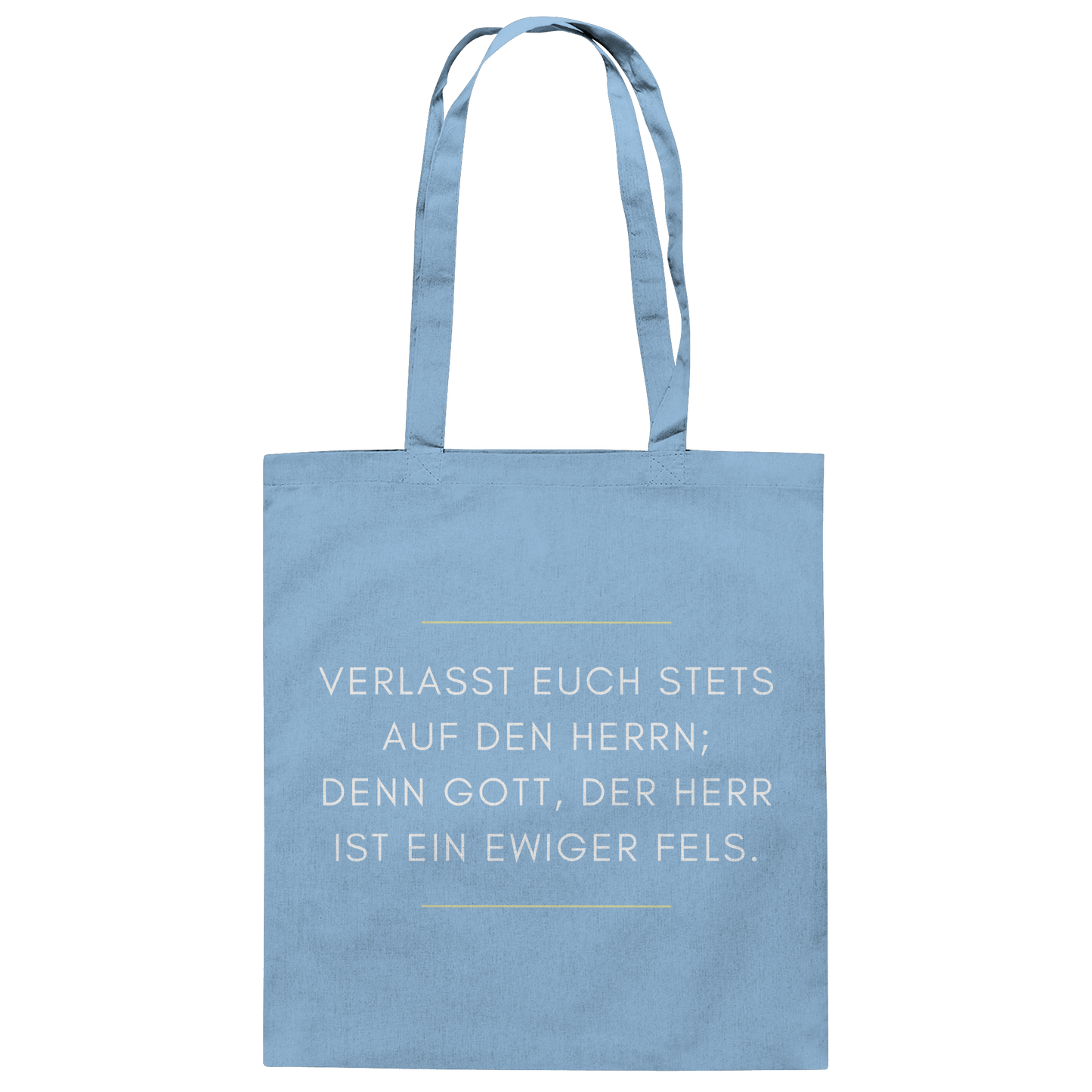 Jesaja 26,4 – Der Herr ist ein ewiger Fels | Christliches Bibelvers Design - Baumwolltasche - Taschen - Sky Blue - GfoitMa