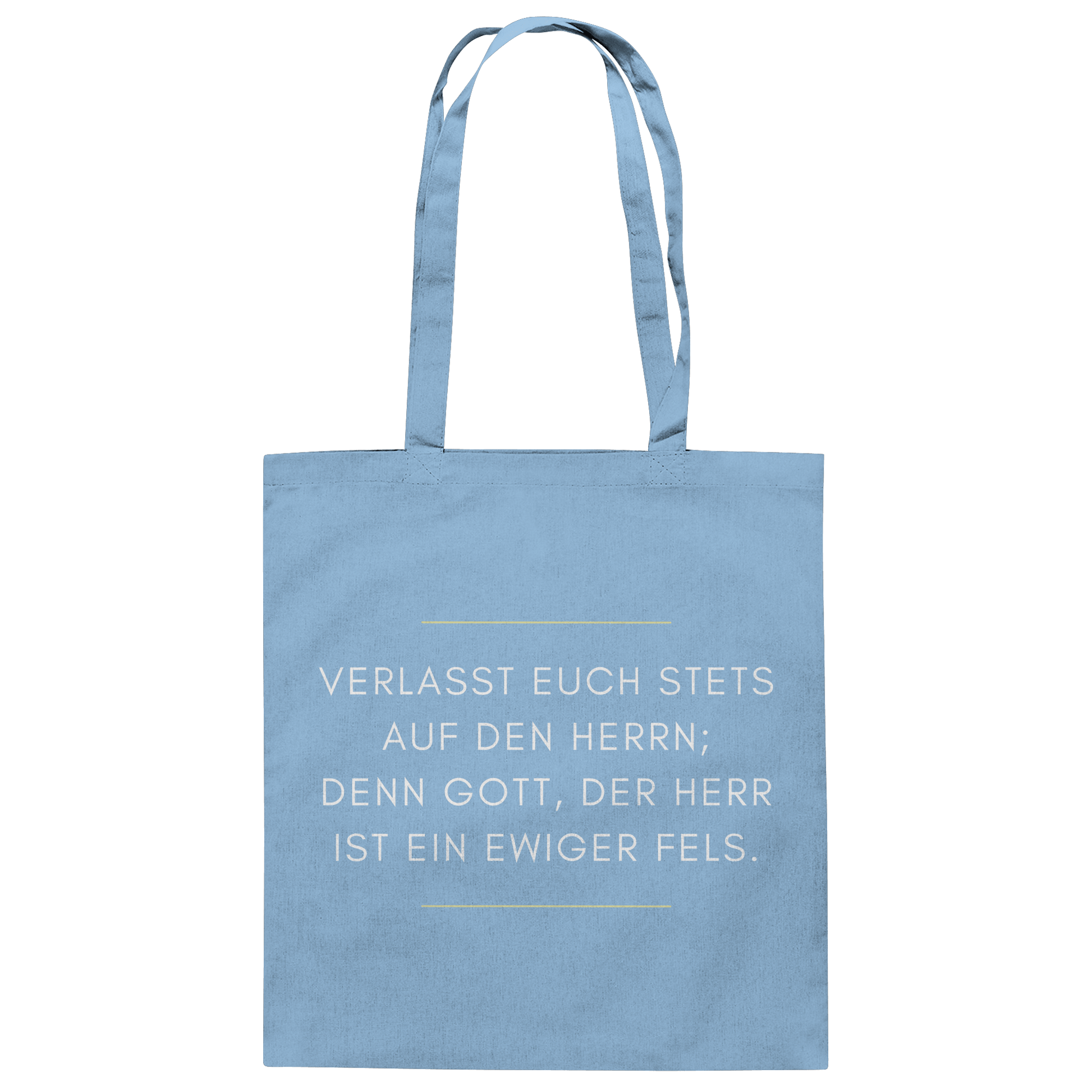 Jesaja 26,4 – Der Herr ist ein ewiger Fels | Christliches Bibelvers Design - Baumwolltasche - Taschen - Sky Blue - GfoitMa