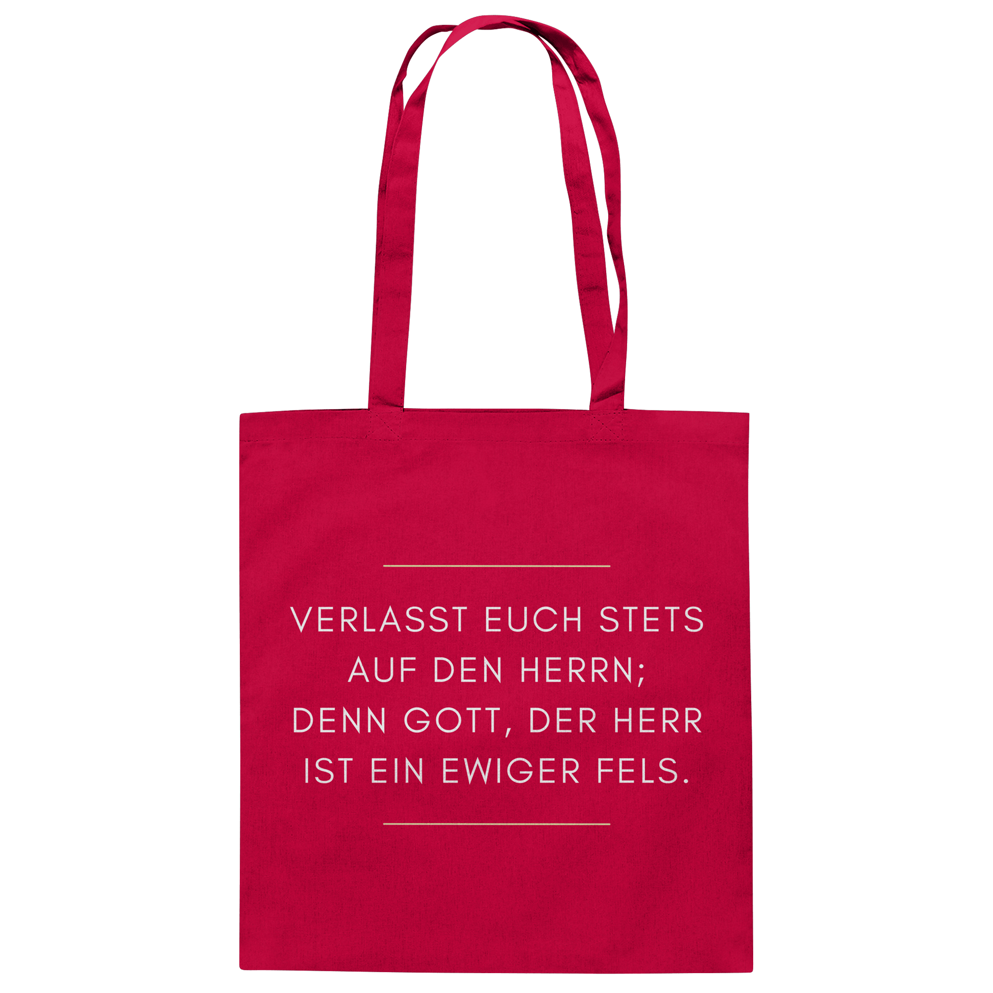 Jesaja 26,4 – Der Herr ist ein ewiger Fels | Christliches Bibelvers Design - Baumwolltasche - Taschen - Classic Red - GfoitMa