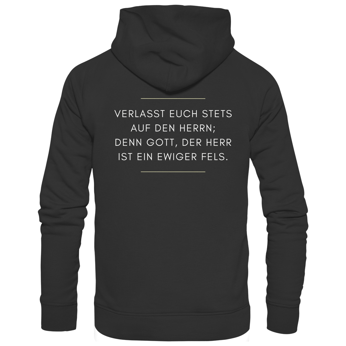 Jesaja 26,4 – Der Herr ist ein ewiger Fels | Christliches Bibelvers Design - Premium Unisex Hoodie - Hoodies - Black - GfoitMa