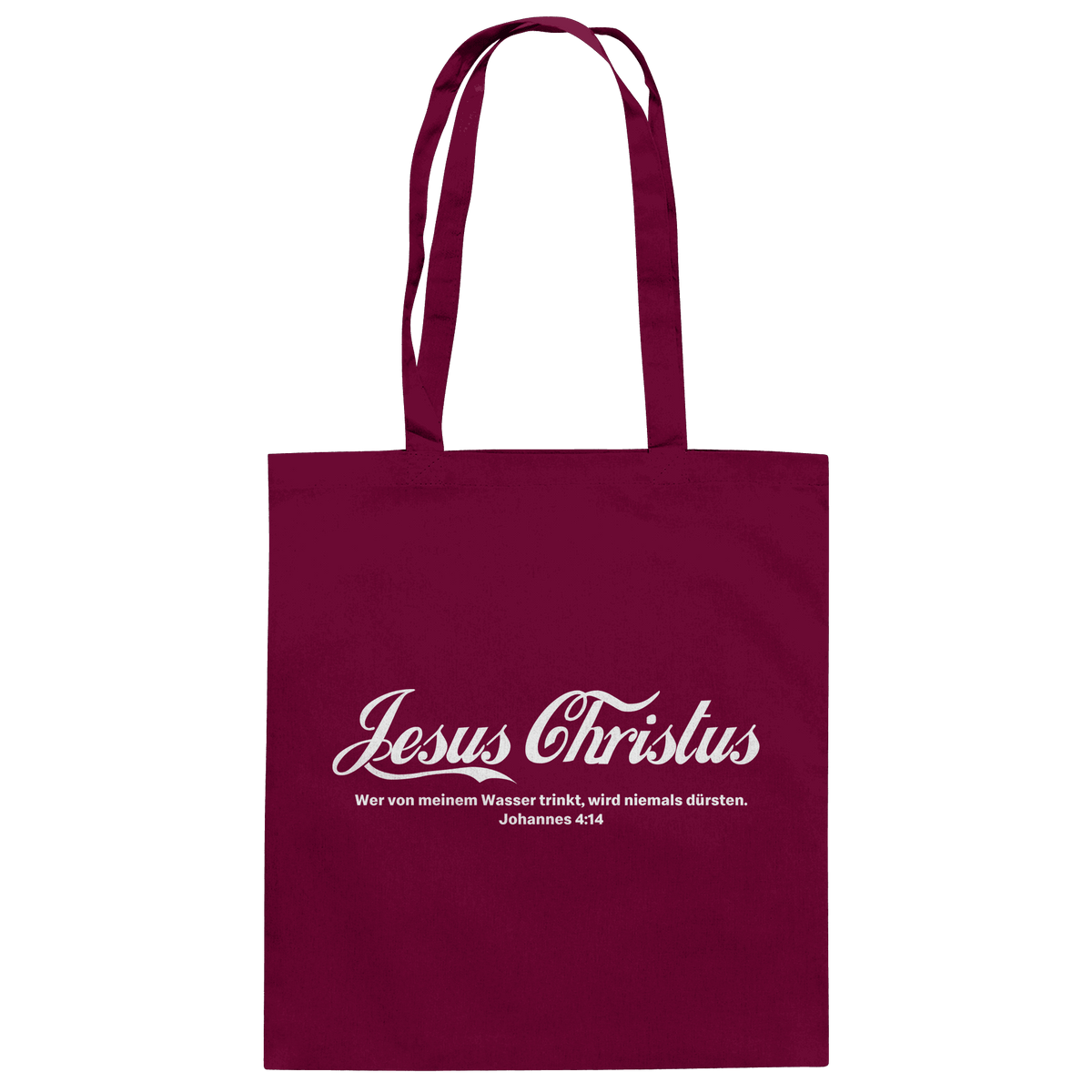 Jesus Christus – Johannes 4,14 | Christliches Statement Design „Lebendiges Wasser“ - Baumwolltasche - Taschen - Burgundy - GfoitMa