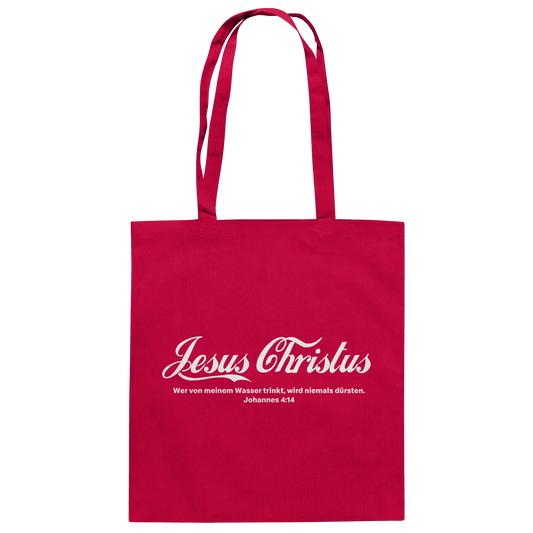 Jesus Christus – Johannes 4,14 | Christliches Statement Design „Lebendiges Wasser“ - Baumwolltasche - Taschen - Classic Red - GfoitMa
