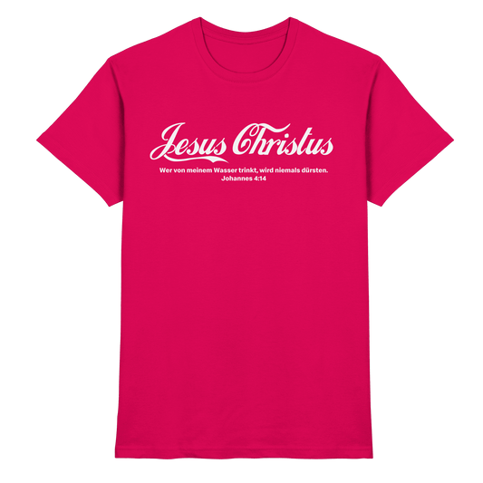 Jesus Christus – Johannes 4,14 | Christliches Statement Design „Lebendiges Wasser“ - Premium Shirt - Unisex-Shirts - Sorbet - GfoitMa