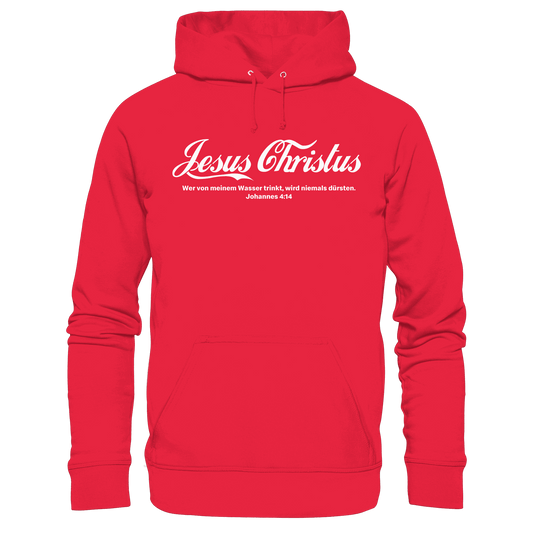 Jesus Christus – Johannes 4,14 | Christliches Statement Design „Lebendiges Wasser“ - Premium Unisex Hoodie - Hoodies - Rot - GfoitMa