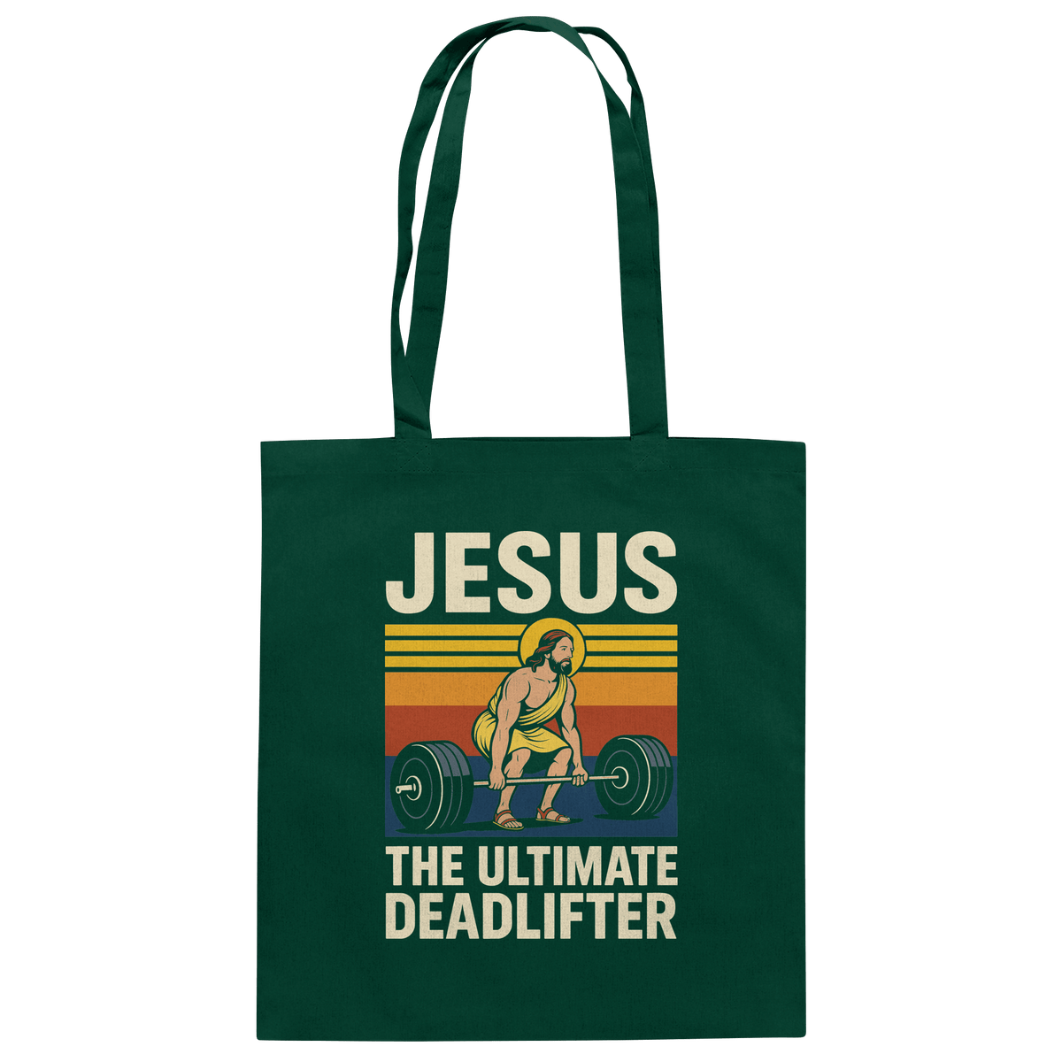Jesus Deadlifter – Jesus the Ultimate Deadlifter | Christliches Fitness Design - Baumwolltasche - Taschen - Bottle Green - GfoitMa