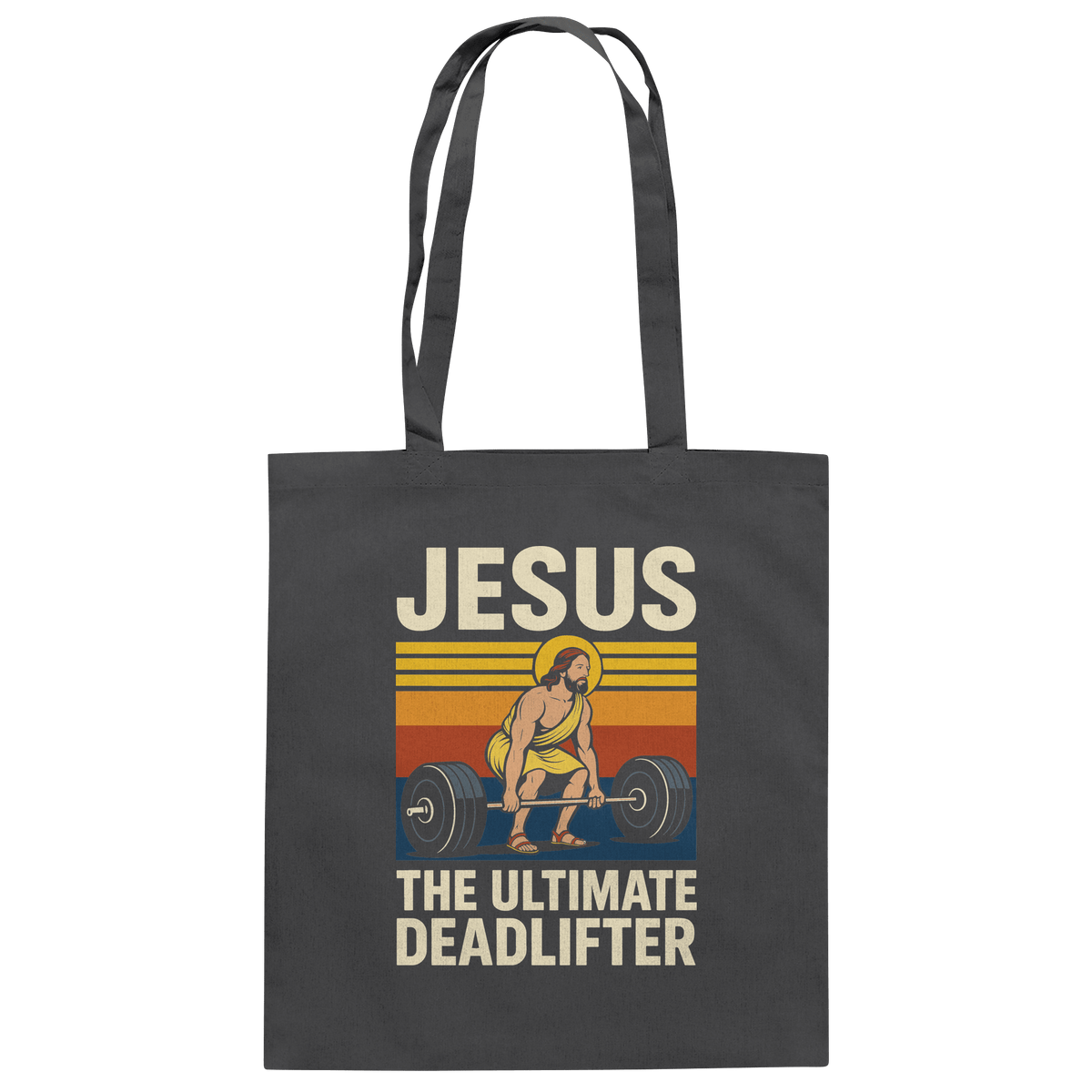 Jesus Deadlifter – Jesus the Ultimate Deadlifter | Christliches Fitness Design - Baumwolltasche - Taschen - Graphite Grey - GfoitMa