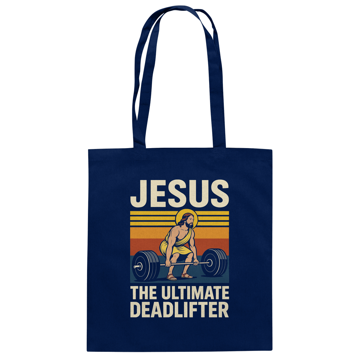 Jesus Deadlifter – Jesus the Ultimate Deadlifter | Christliches Fitness Design - Baumwolltasche - Taschen - French Navy - GfoitMa