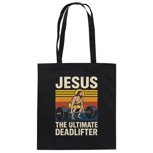 Jesus Deadlifter – Jesus the Ultimate Deadlifter | Christliches Fitness Design - Baumwolltasche - Taschen - Black - GfoitMa