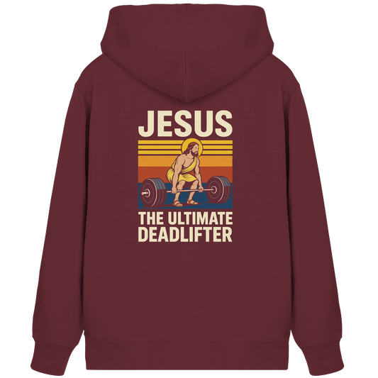 Jesus Deadlifter – Jesus the Ultimate Deadlifter | Christliches Fitness Design - Organic Zipper - Jacken/ Zipper - Burgundy - GfoitMa