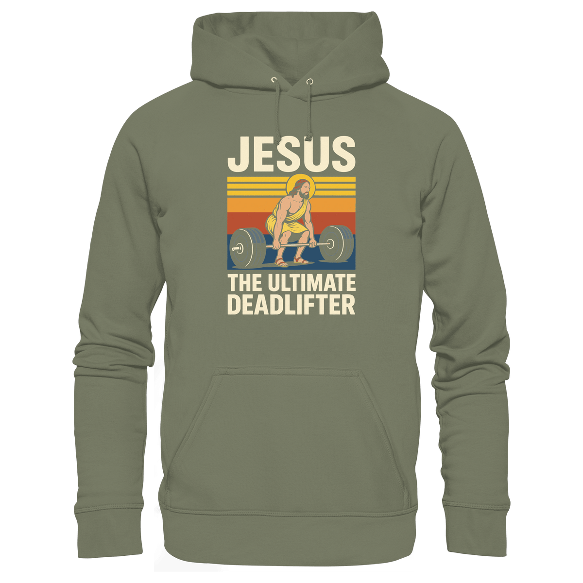 Jesus Deadlifter – Jesus the Ultimate Deadlifter | Christliches Fitness Design - Premium Unisex Hoodie - Hoodies - Classic Olive - GfoitMa