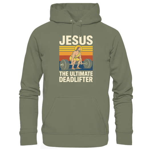 Jesus Deadlifter – Jesus the Ultimate Deadlifter | Christliches Fitness Design - Premium Unisex Hoodie - Hoodies - Classic Olive - GfoitMa