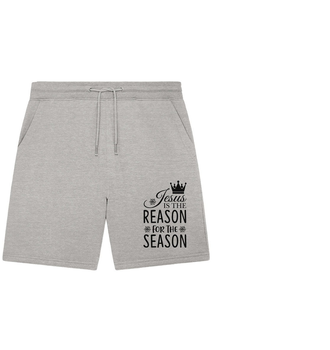 Jesus – Der Grund für die Weihnachtszeit | Christliche Geschenke - Organic Jogger Shorts - Hosen - Heather Grey - GfoitMa