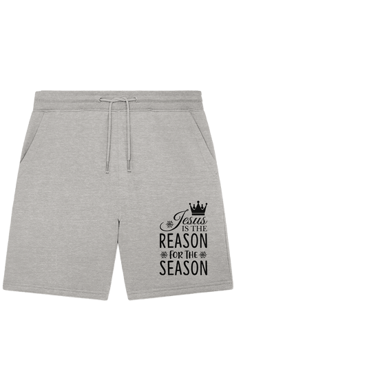 Jesus – Der Grund für die Weihnachtszeit | Christliche Geschenke - Organic Jogger Shorts - Hosen - Heather Grey - GfoitMa